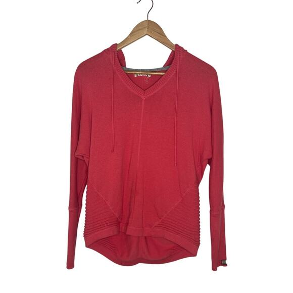 Akini Pink Sweatshirt Hoodie with Thumb Holes Pullover V-Neck Sweater Size Small - Picture 2 of 9